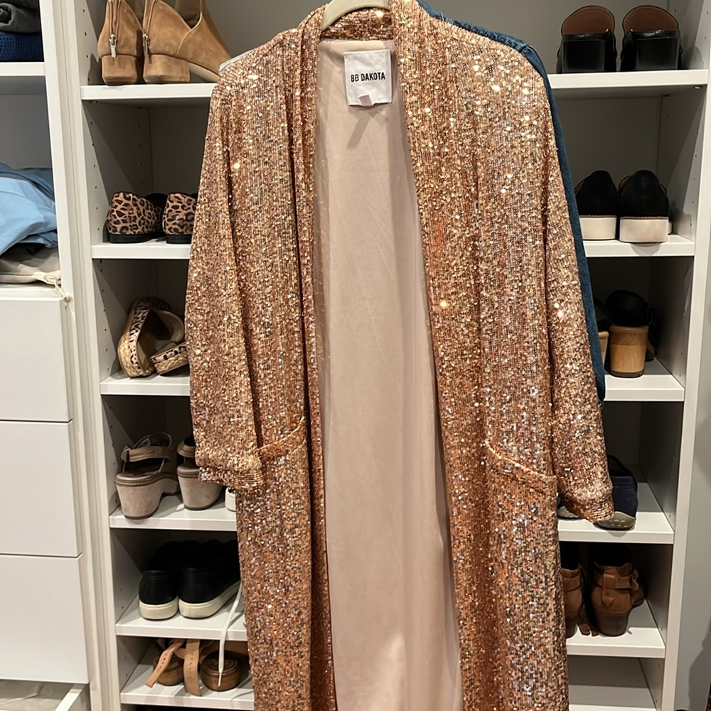 BB Dakota Dulcinea Sequin Duster Jacket Women size Small Anthropologie - Picture 3 of 8
